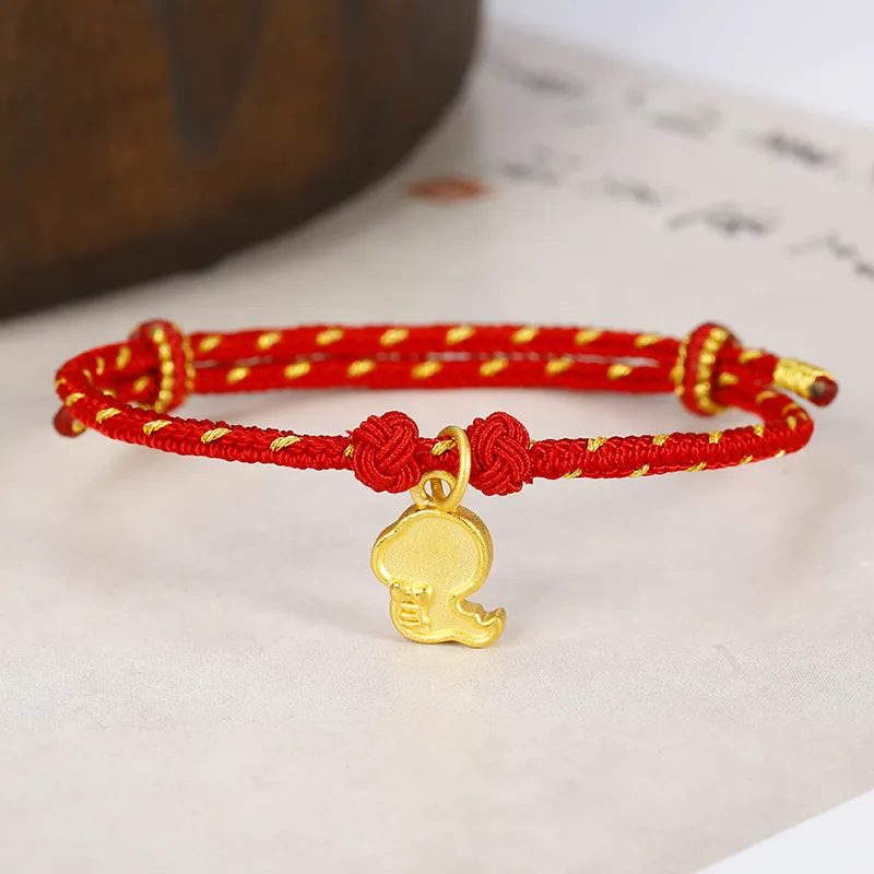 REDYEAR Zodiac Year Of The Auspicious Snake Lucky Hand Rope Solid Gold Fixed Price Gold Bracelet Unisex-2