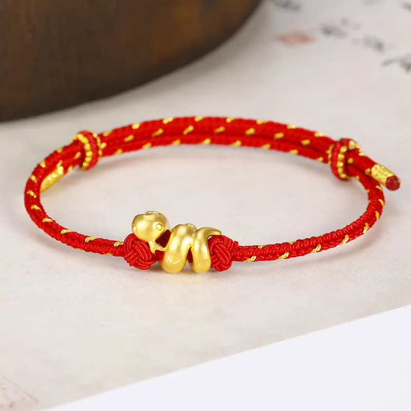 REDYEAR Zodiac Year Chinese Zodiac Snake Auspicious Golden Snake Solid Gold 999 Fixed Price Gold Bracelet Unisex-2
