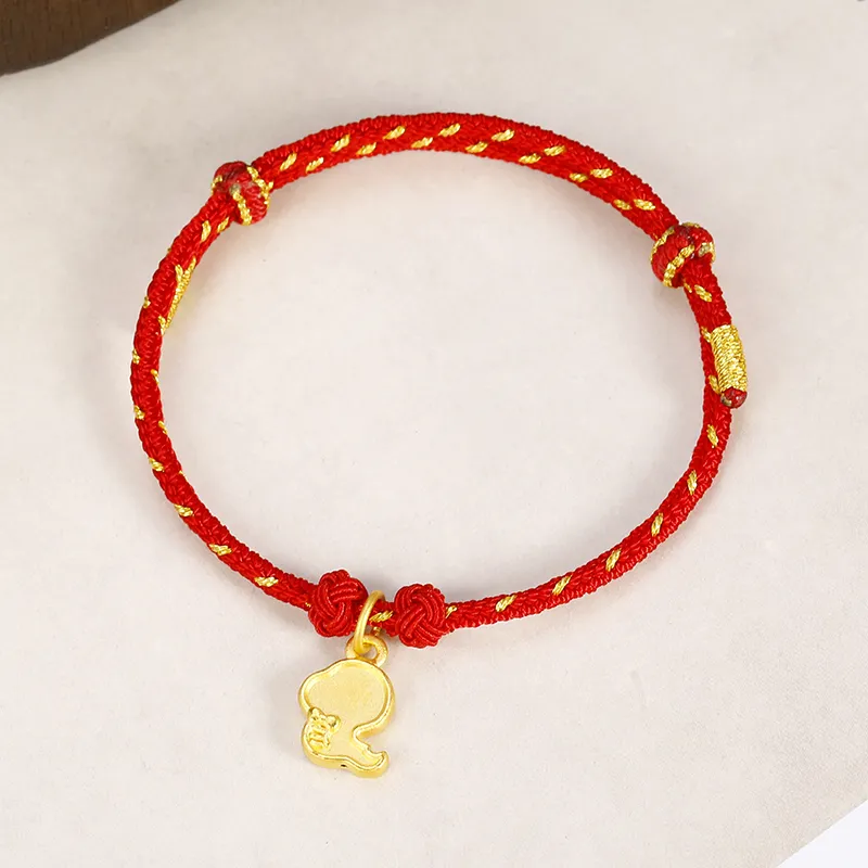 REDYEAR Zodiac Year Of The Auspicious Snake Lucky Hand Rope Solid Gold Fixed Price Gold Bracelet Unisex-1