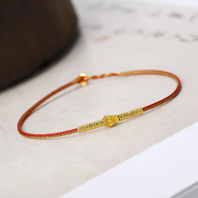 REDYEAR Blessing Wealth Small Gourd # Good Luck Solid Gold 999 Fixed Price Gold Bracelet Unisex-3