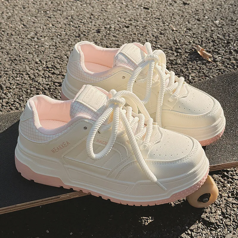 Shen Linsen Cushioning Slip Resistant Low Top Casual Shoes Women's White Pink-4