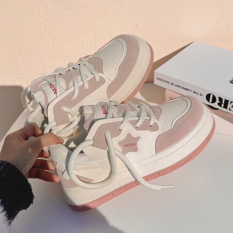 Shen Linsen Anti Slip Wear Resistant Low Top Casual Shoes Women's Beige Pink-5