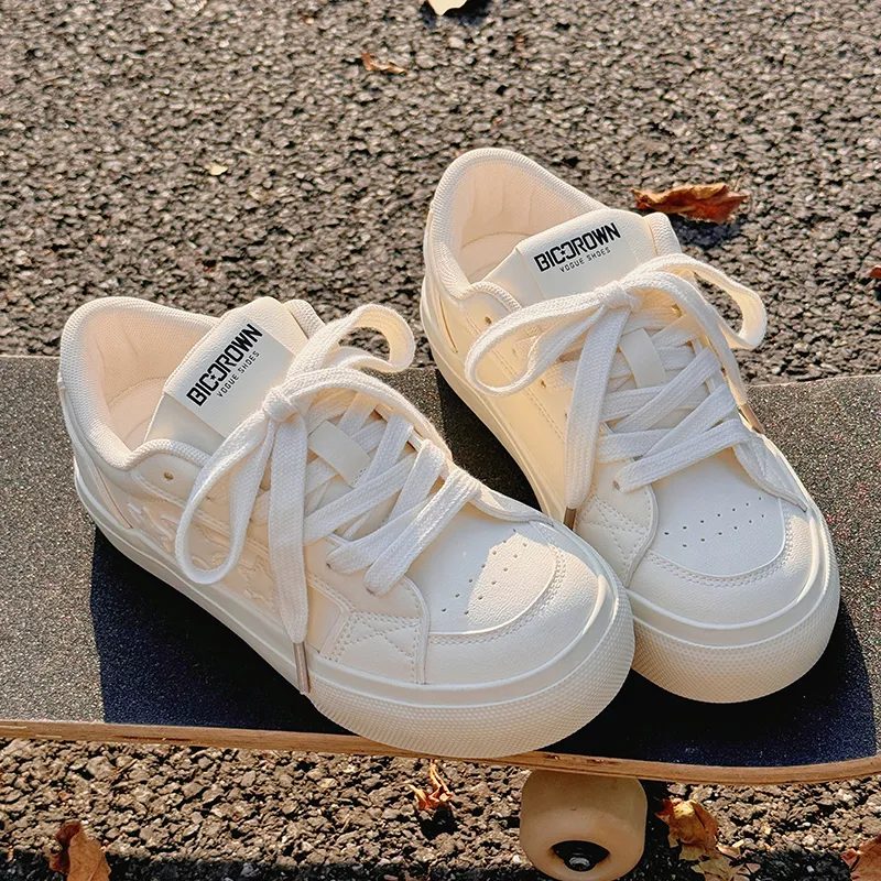 Shen Linsen Cushioning Lightweight Abrasion Resistant Low Top Skateboard Shoes Women's Beige-5