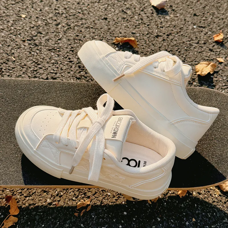 Shen Linsen Cushioning Lightweight Abrasion Resistant Low Top Skateboard Shoes Women's Beige-7