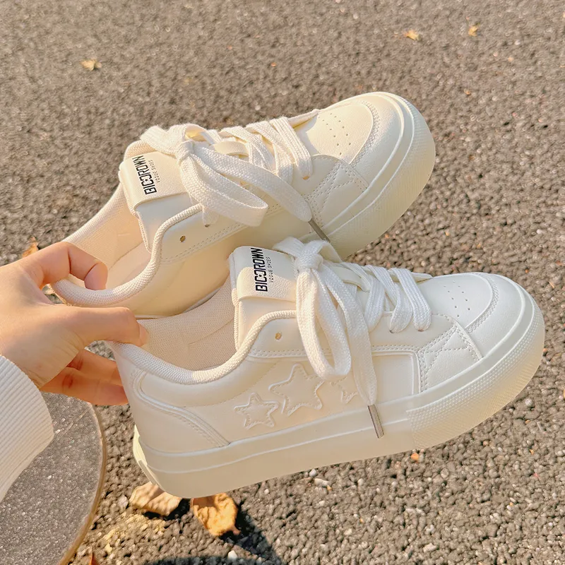 Shen Linsen Cushioning Lightweight Abrasion Resistant Low Top Skateboard Shoes Women's Beige-3