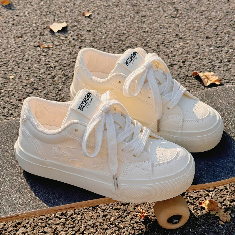 Shen Linsen Cushioning Lightweight Abrasion Resistant Low Top Skateboard Shoes Women's Beige-4