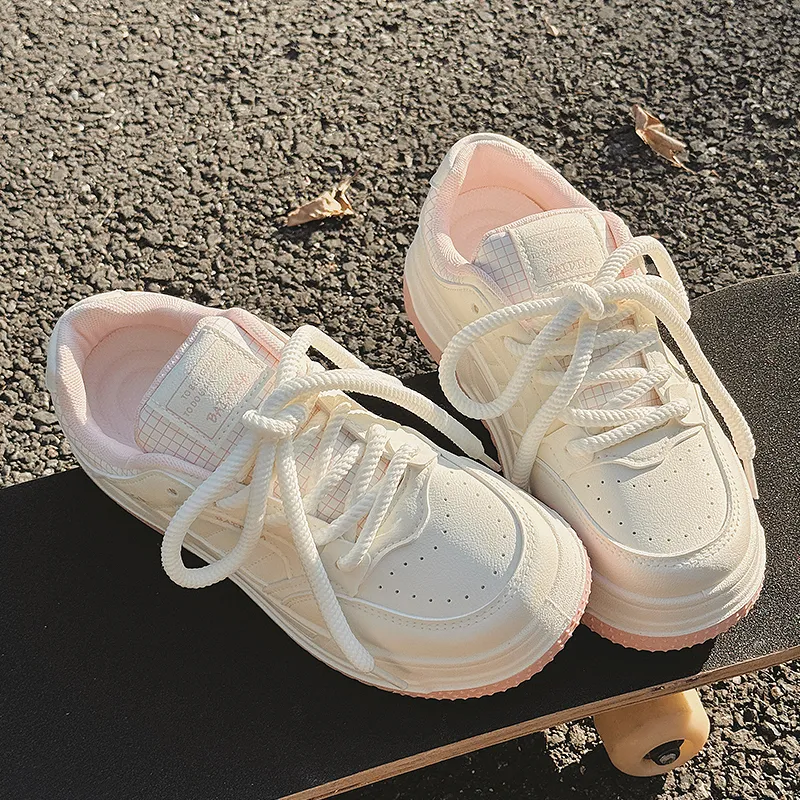 Shen Linsen Cushioning Slip Resistant Low Top Casual Shoes Women's White Pink-3