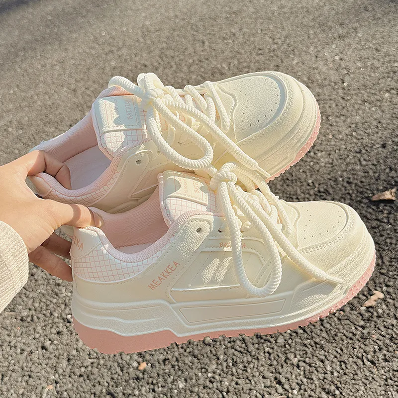 Shen Linsen Cushioning Slip Resistant Low Top Casual Shoes Women's White Pink-2