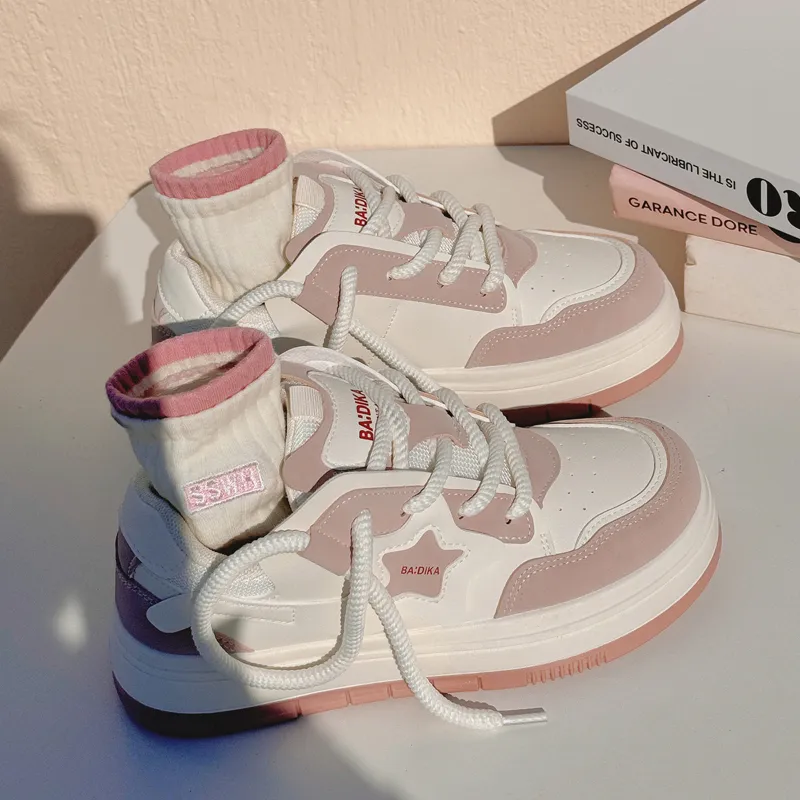 Shen Linsen Anti Slip Wear Resistant Low Top Casual Shoes Women's Beige Pink-2