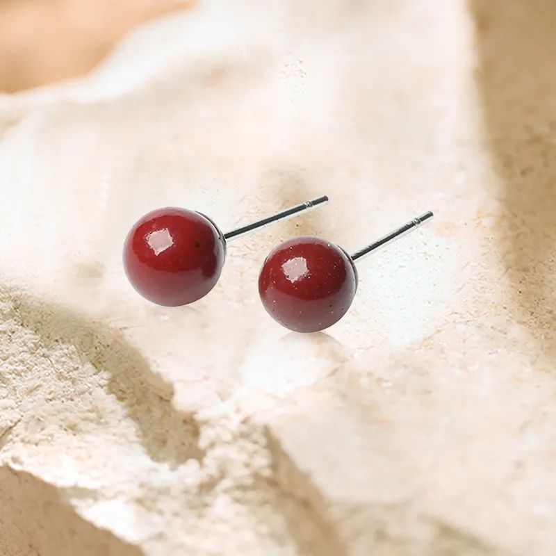 Kim Ka Fook Cinnabar Stud Earrings Unisex-2