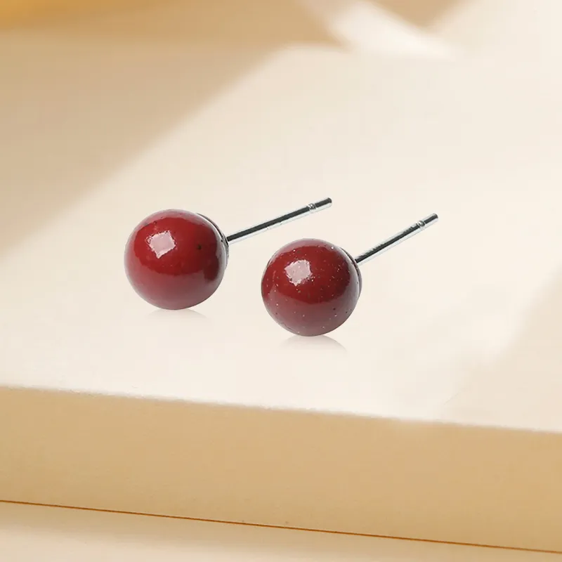 Kim Ka Fook Cinnabar Stud Earrings Unisex-1