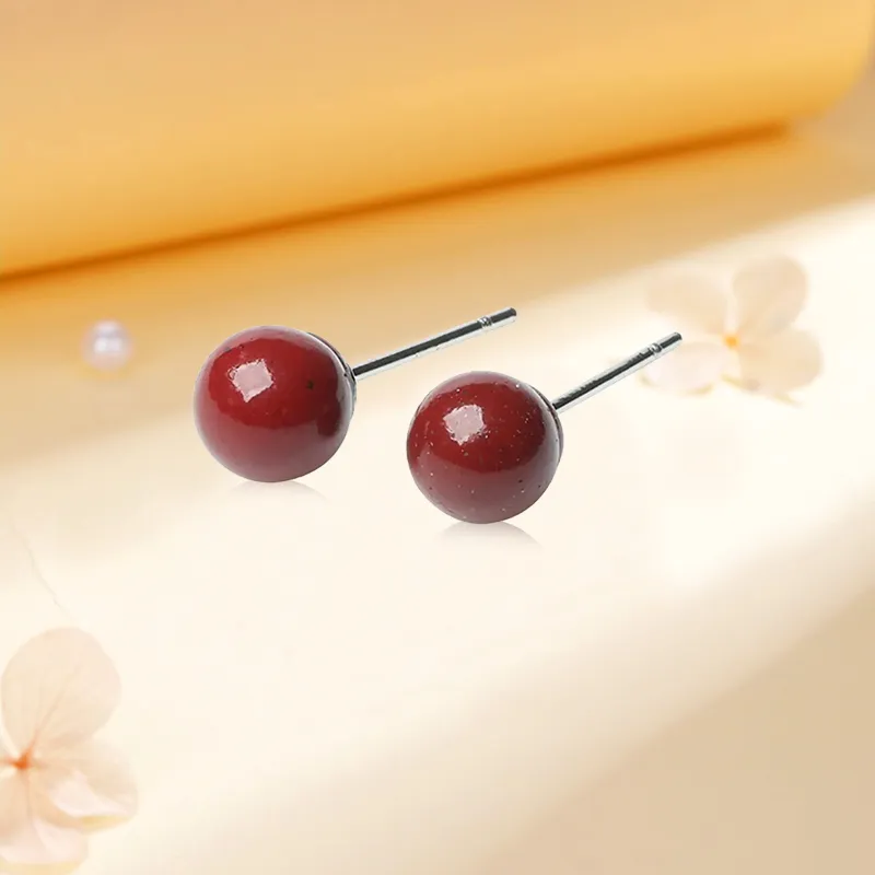 Kim Ka Fook Cinnabar Stud Earrings Unisex-4