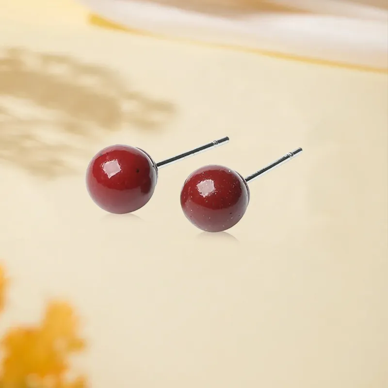 Kim Ka Fook Cinnabar Stud Earrings Unisex-3