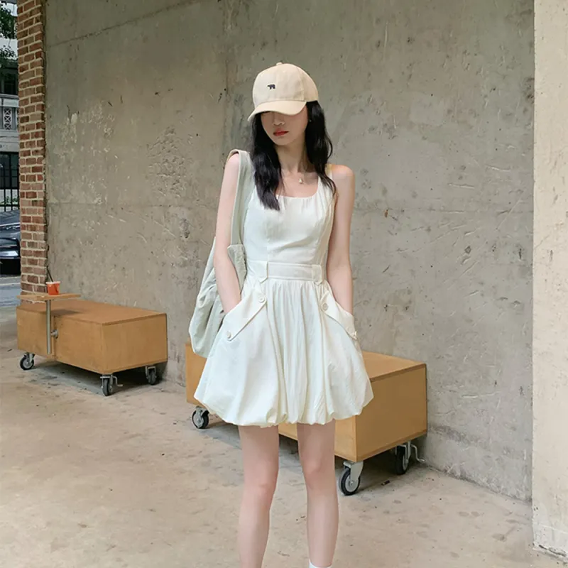 Ning Cai Yuer Sleeveless Dress Women's Apricot-3