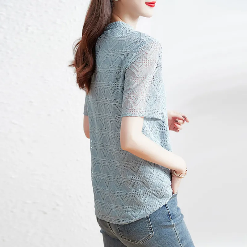 Ning Cai Yuer Shirts Women's Light Blue-3