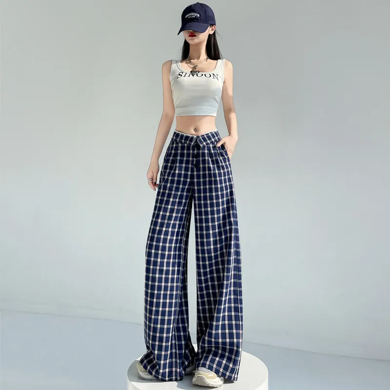 Ning Cai Yuer Casual Pants Women's Blue-3