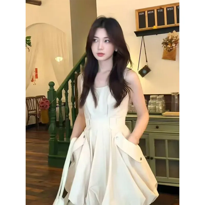 Ning Cai Yuer Sleeveless Dress Women's Apricot-4