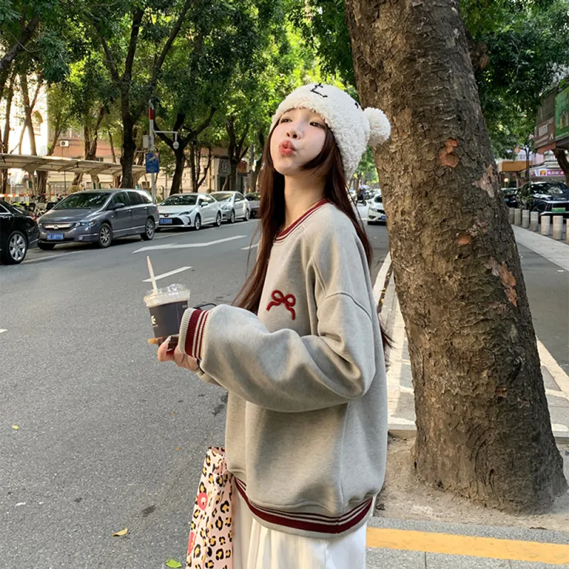 Ning Cai Yuer Sweatshirt Women's Gray-2