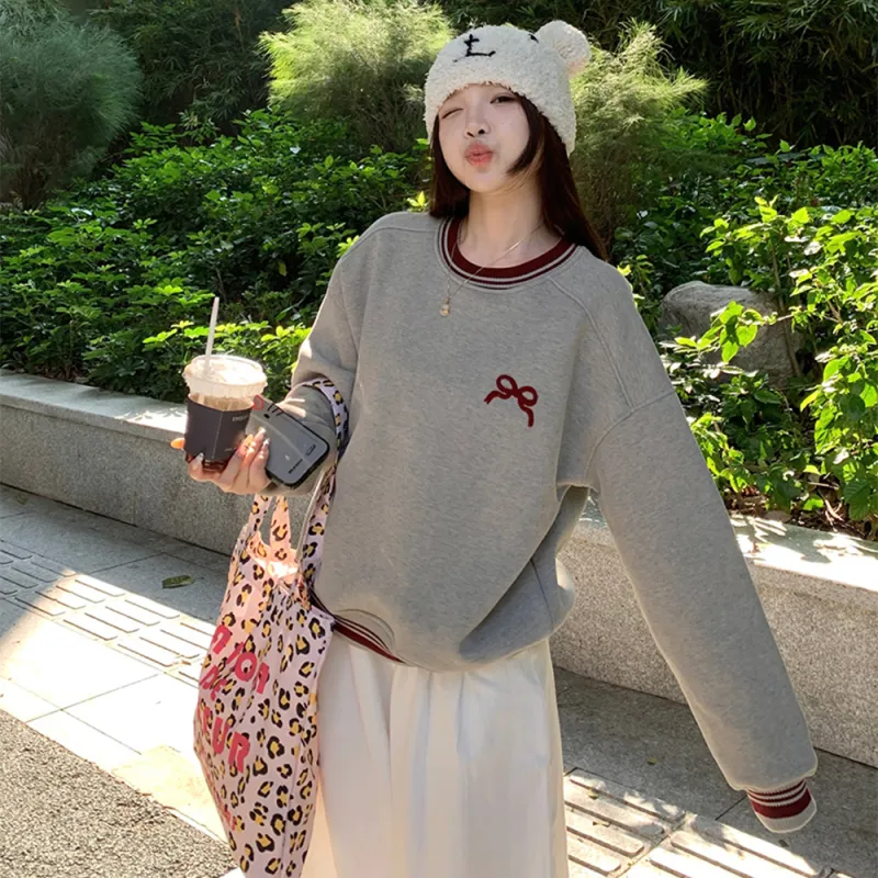 Ning Cai Yuer Sweatshirt Women's Gray-3