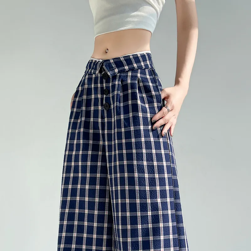 Ning Cai Yuer Casual Pants Women's Blue-2