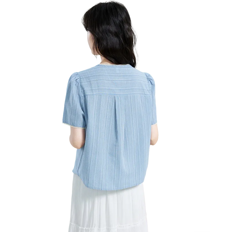 Ning Cai Yuer Shirts Women's Blue-1