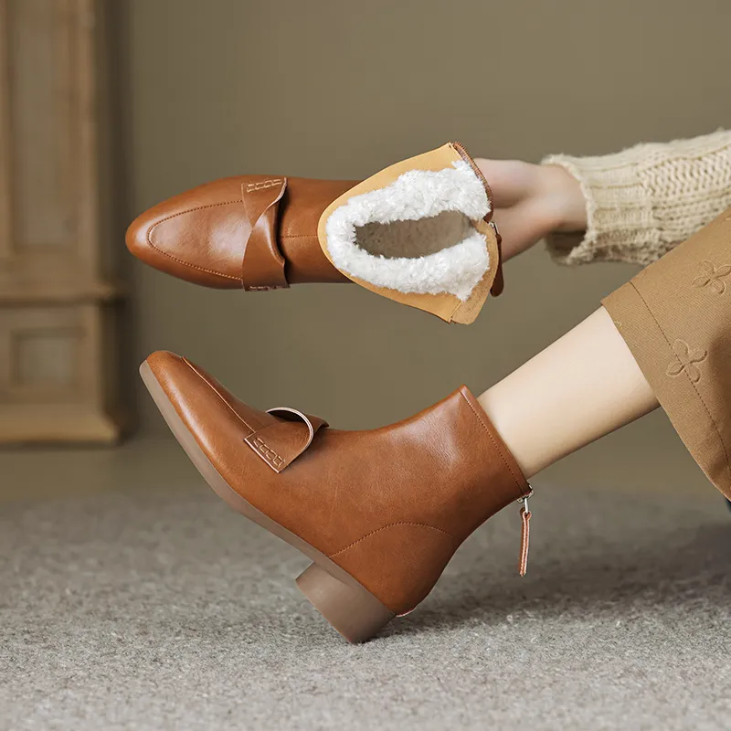 FLOWERSKAM Ankle Boots 3.5cm Women's Black/Brown/Caramel-8