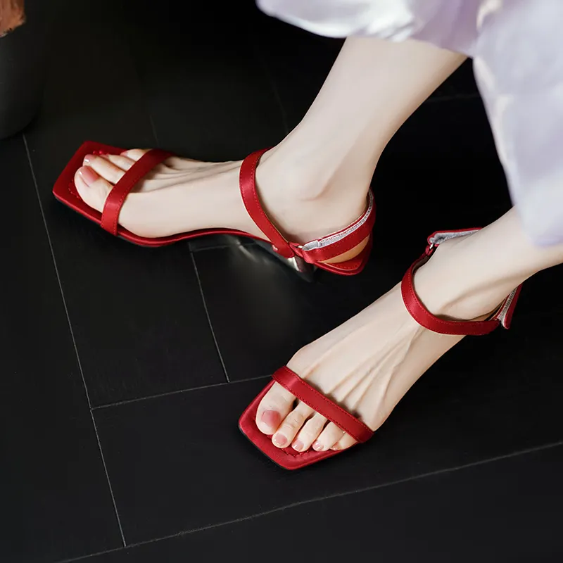 FLOWERSKAM Strap Sandals Medium Heel Women's Blue-7