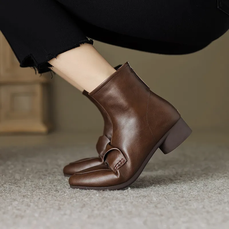 FLOWERSKAM Ankle Boots 3.5cm Women's Black/Brown/Caramel-17