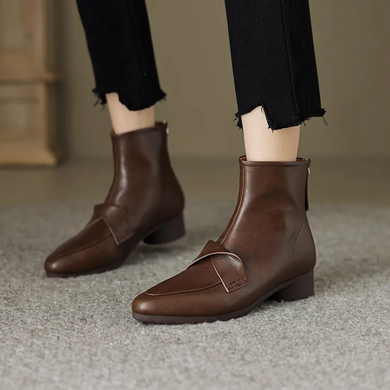 FLOWERSKAM Ankle Boots 3.5cm Women's Black/Brown/Caramel-18