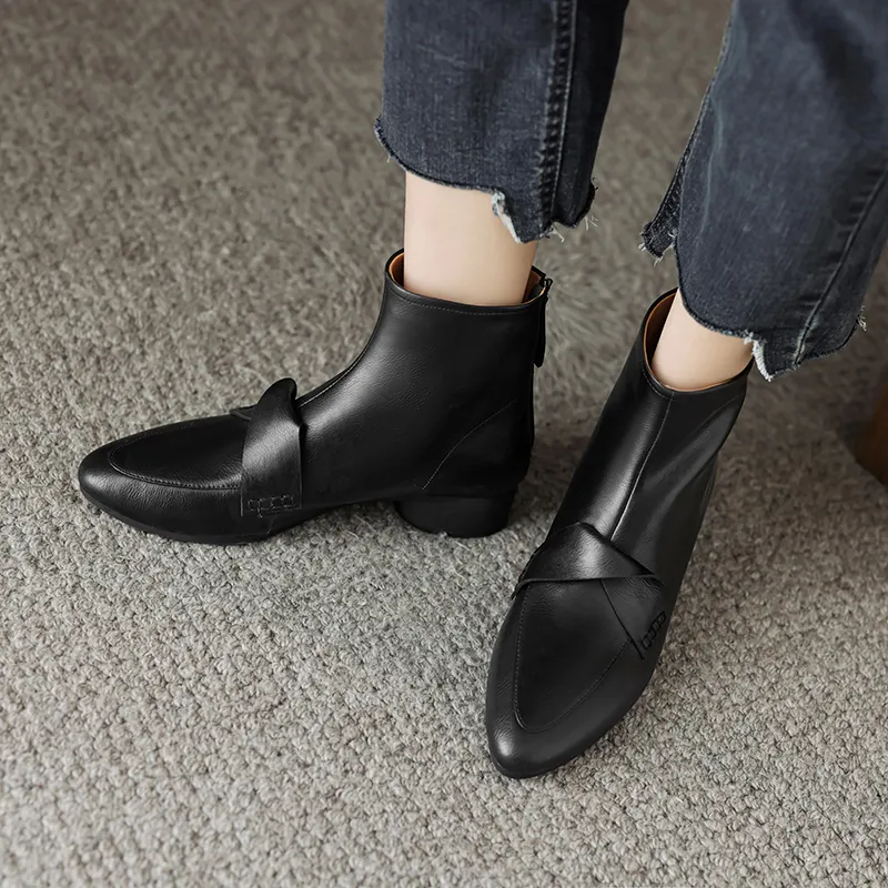 FLOWERSKAM Ankle Boots 3.5cm Women's Black/Brown/Caramel-3