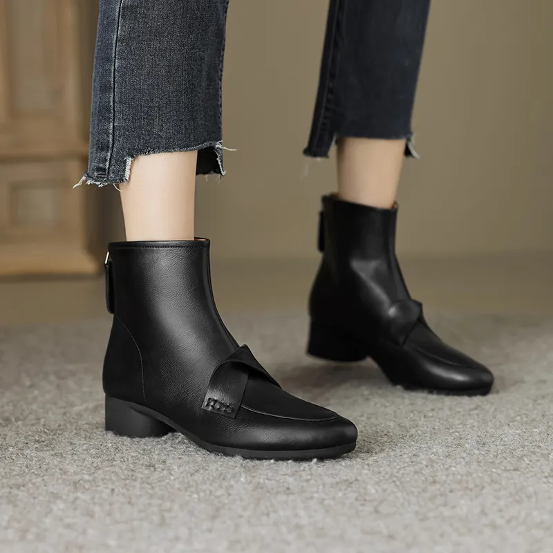 FLOWERSKAM Ankle Boots 3.5cm Women's Black/Brown/Caramel-5