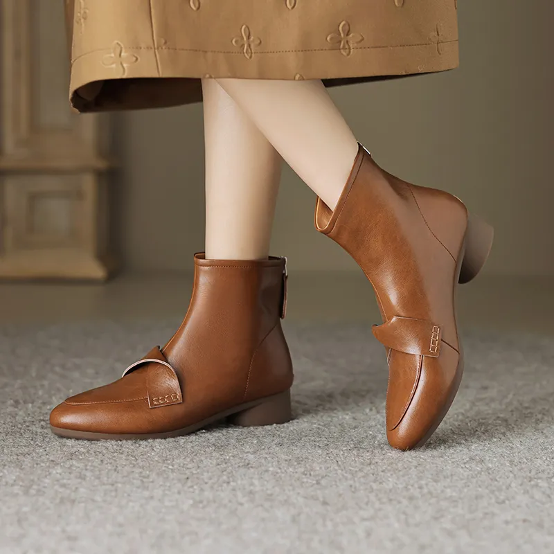 FLOWERSKAM Ankle Boots 3.5cm Women's Black/Brown/Caramel-11