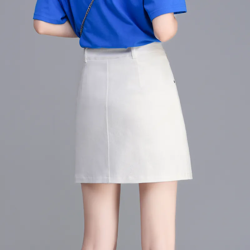 0571 Family Denim Short Skirts Women's White-5