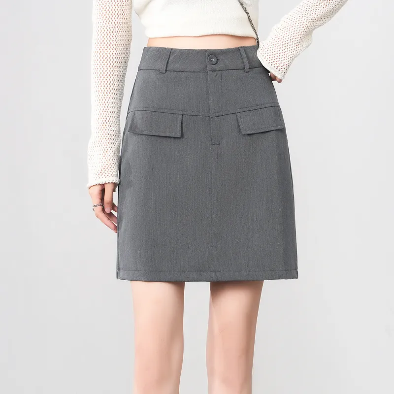 0571 Family Casual Short Skirts Women's Gray-3
