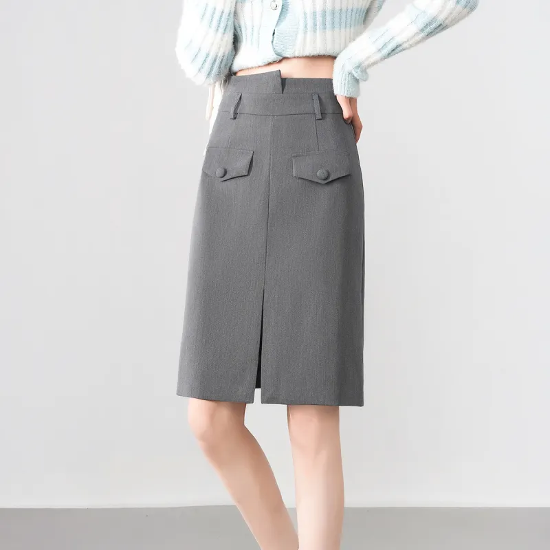 0571 Family Casual Long Skirts Women's Gray-6