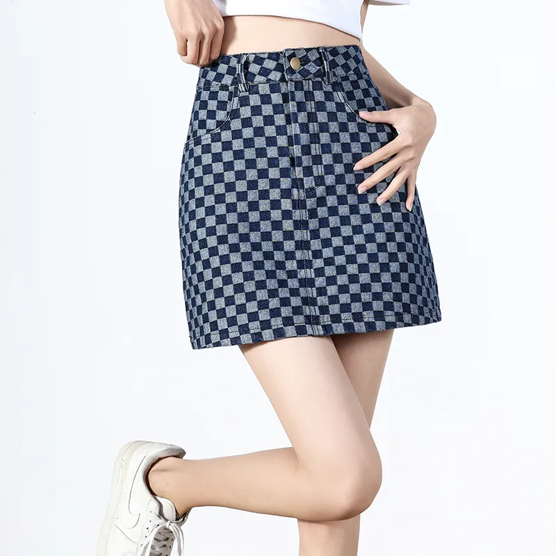 0571 Family Denim Short Skirts Women's Blue-3