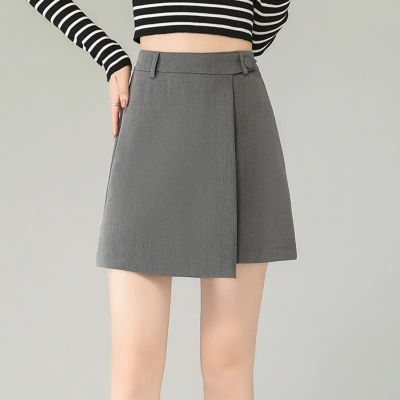 0571 Family Casual Short Skirts Women's Gray-5