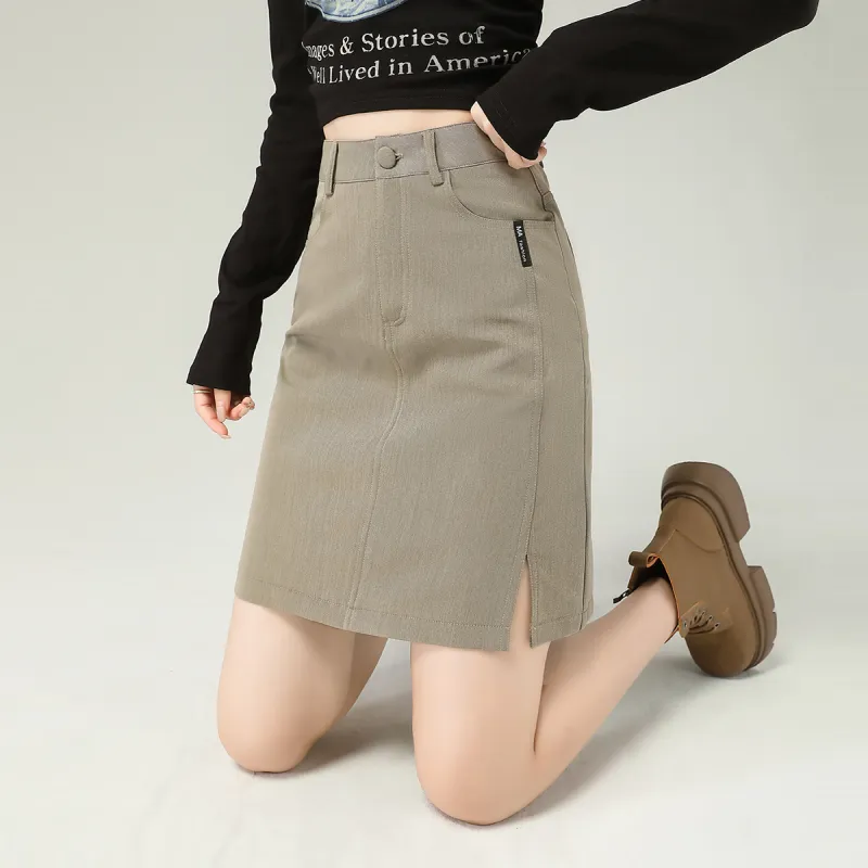 0571 Family Casual Short Skirts Women's Khaki-4