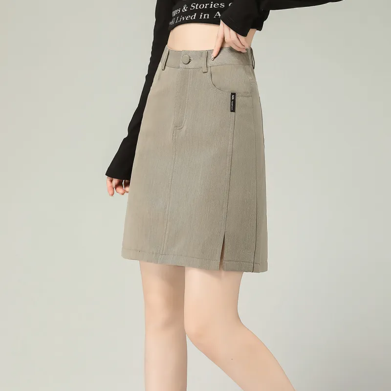 0571 Family Casual Short Skirts Women's Khaki-2