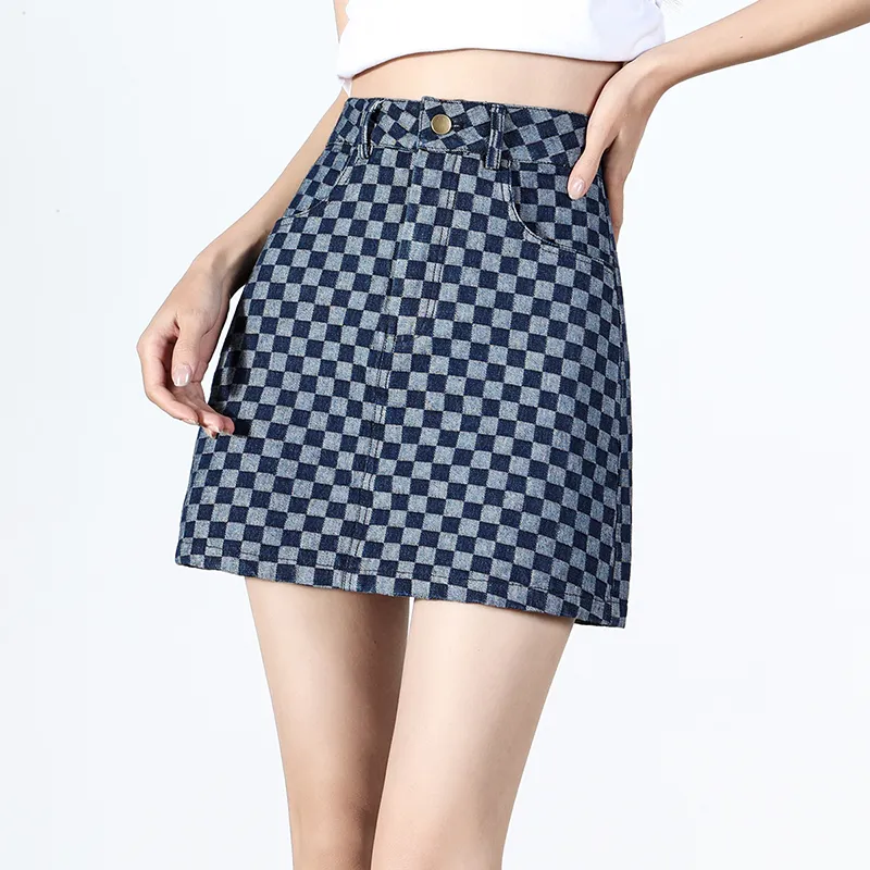 0571 Family Denim Short Skirts Women's Blue-7