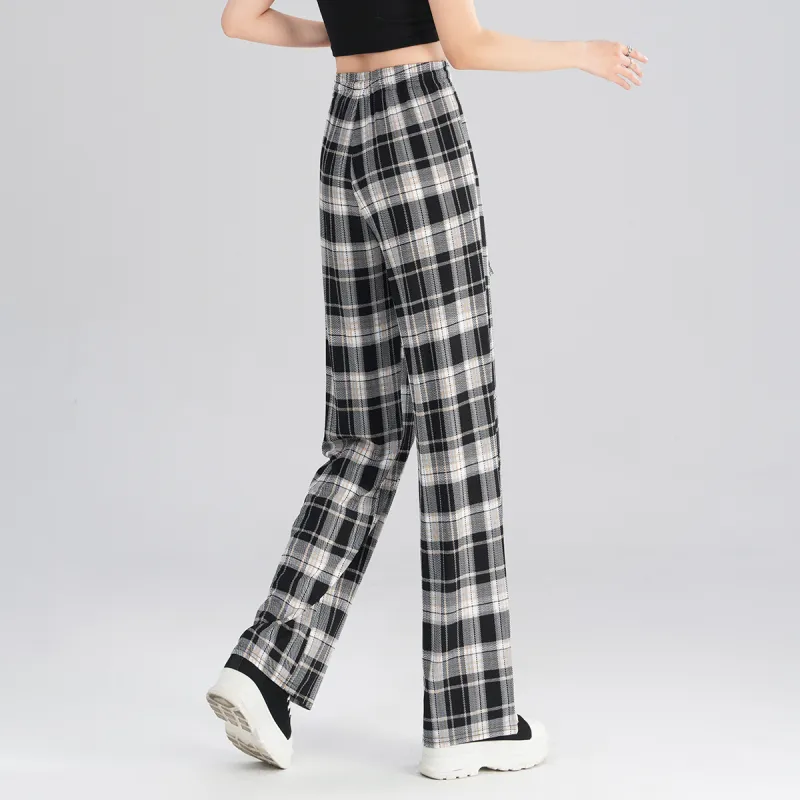 0571 Family Casual Pants Women's Coffee Plaid-6