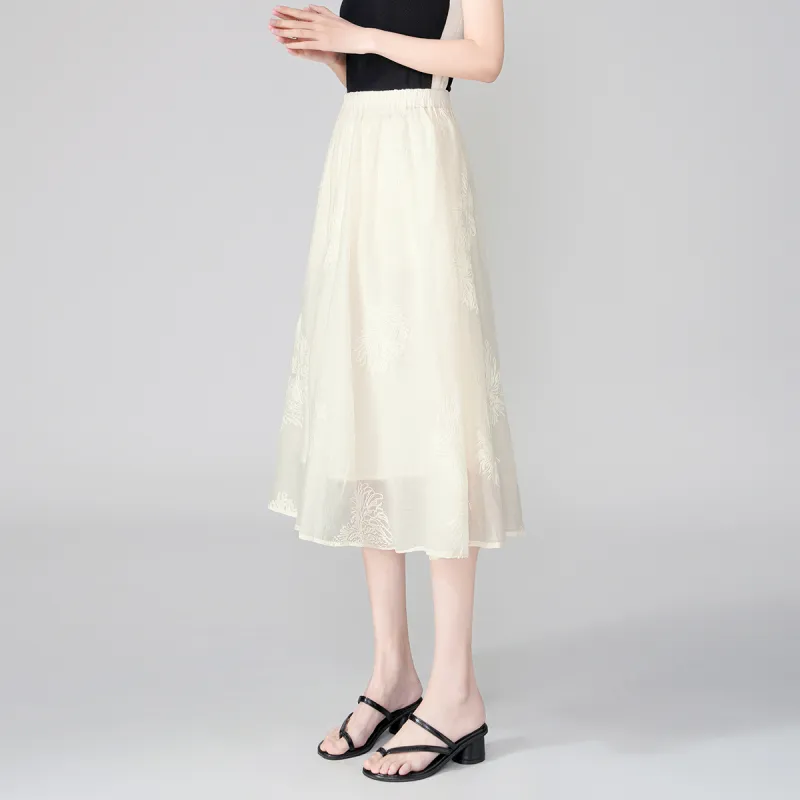 0571 Family Casual Long Skirts Women's Apricot-4