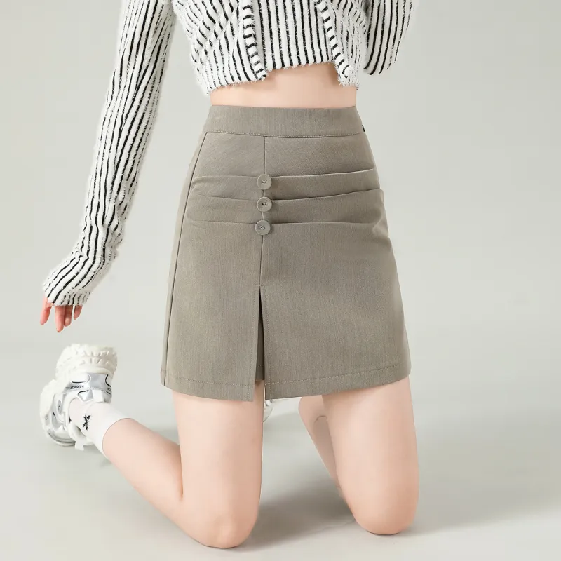 0571 Family Casual Short Skirts Women's Khaki-6
