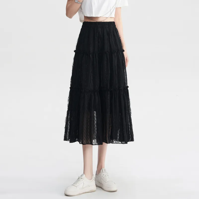 0571 Family Casual Long Skirts Women's Black-2