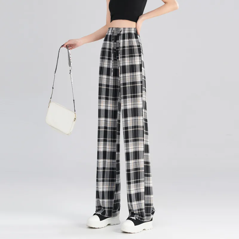 0571 Family Casual Pants Women's Coffee Plaid-4