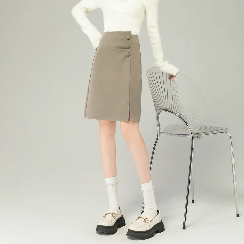 0571 Family Casual Long Skirts Women's Khaki-4