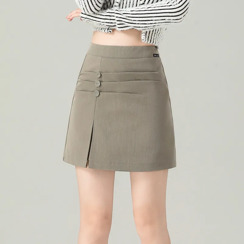 0571 Family Casual Short Skirts Women's Khaki-2