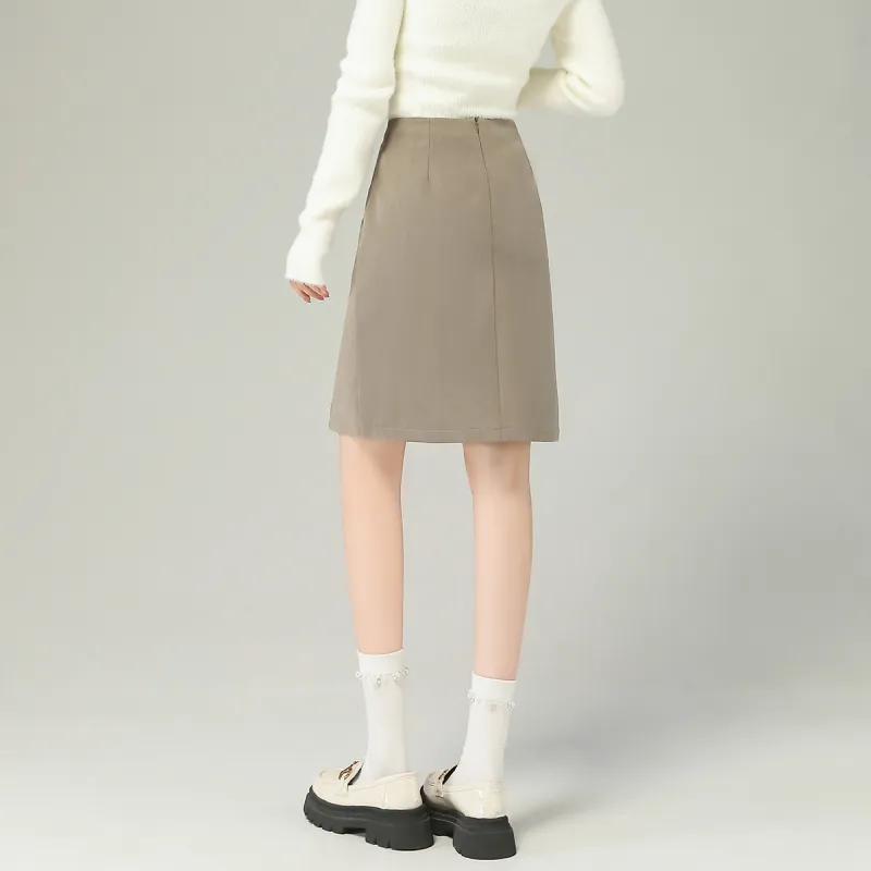 0571 Family Casual Long Skirts Women's Khaki-6