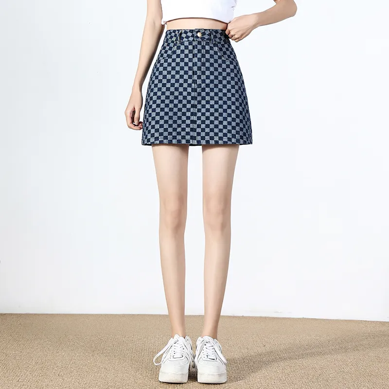 0571 Family Denim Short Skirts Women's Blue-5