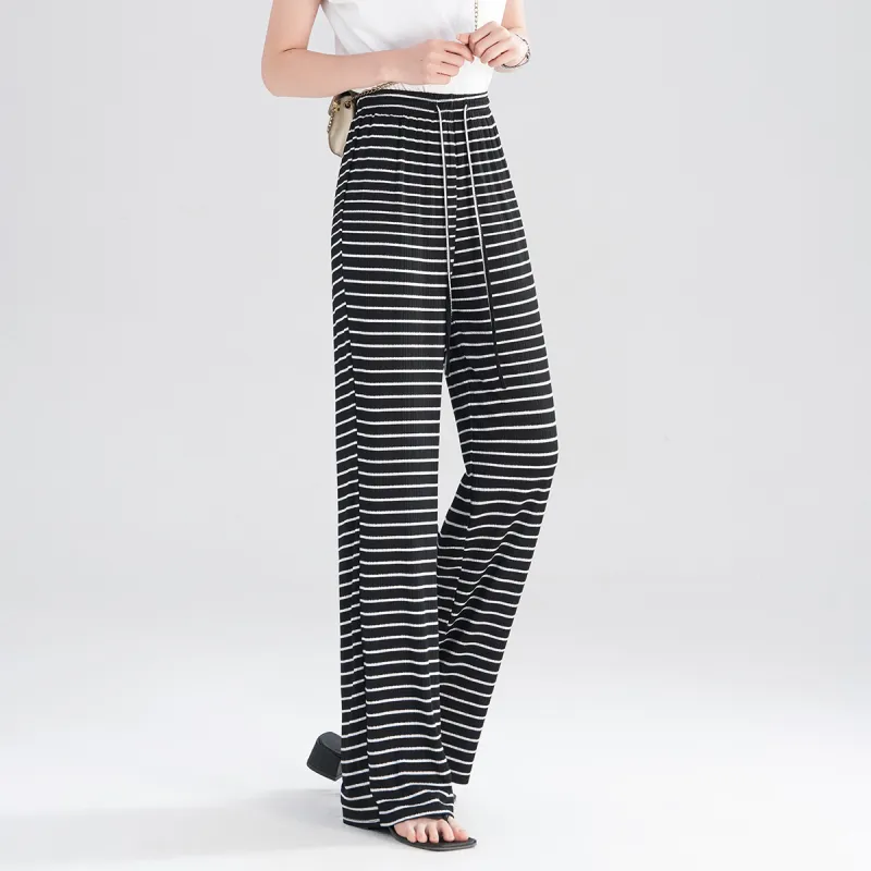 0571 Family Casual Pants Women's Black Horizontal Stripes-6